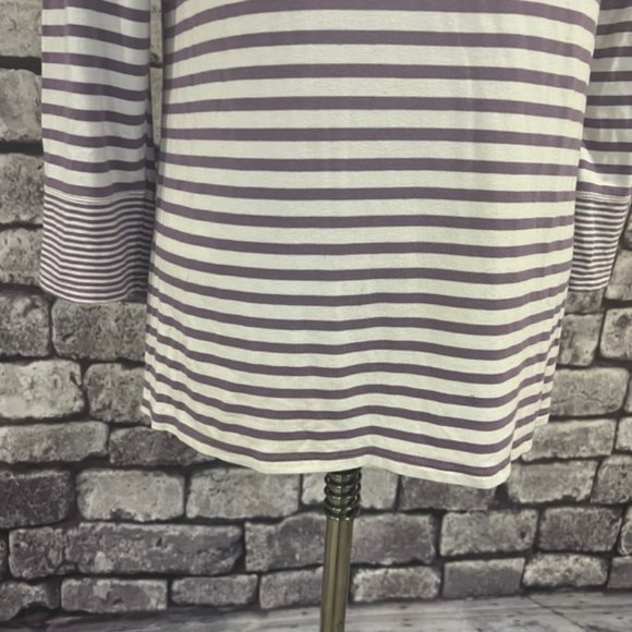 Chico's Purple & White Striped 3/4 Sleeve Tee Size Small - Picture 3 of 9